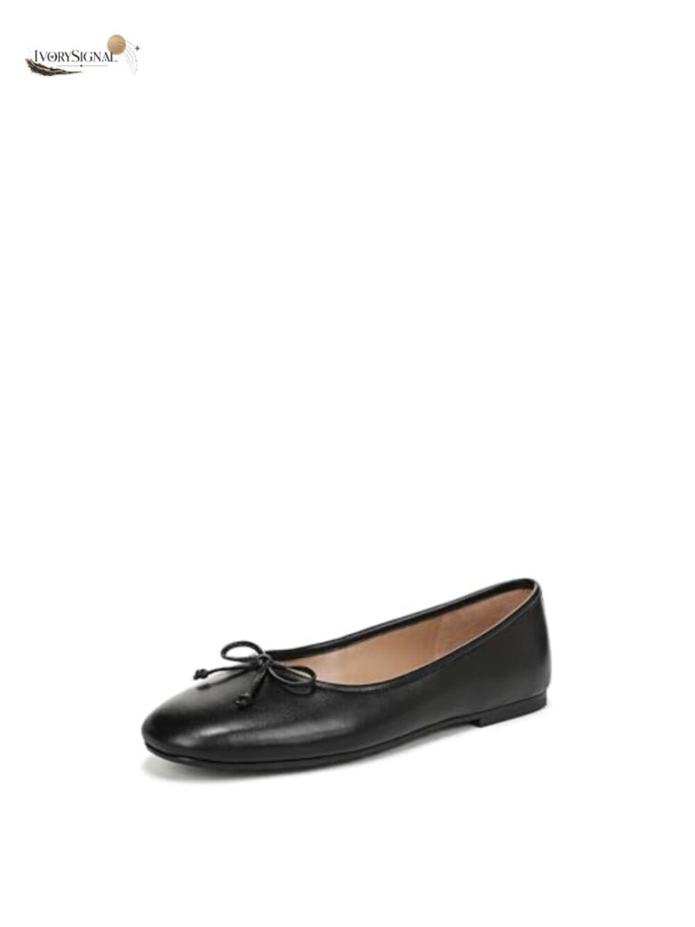 Classic Ballet Flats with Bow Detail - Leather Slip-On